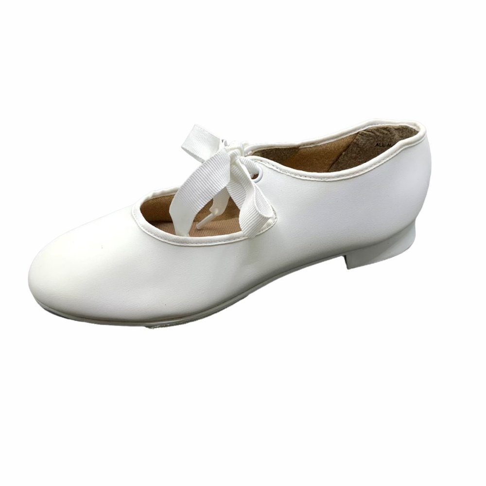 Capezio Jr. Tyette 625C White Tap Size 11.5 Shoes Tie Bow Dance Leather New - Picture 4 of 7